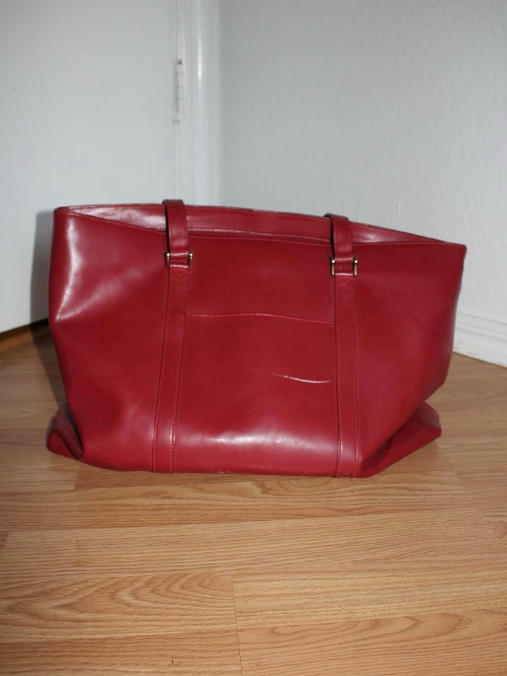Red Leather Tote Bag